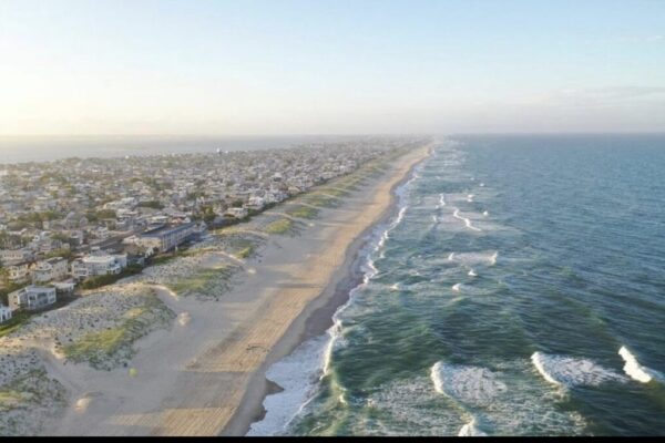 an aerial view of the seaside in Beach Haven, NJ