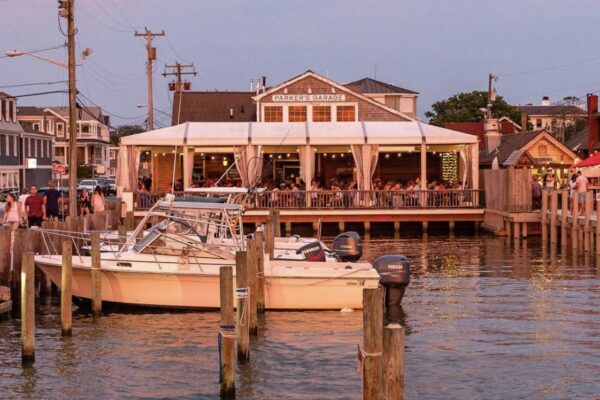 exterior view of Parker's Garage with views of water and boat deck